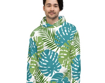 Tropical Leaf Hoodie Palm Leaves Hoodie Botanical Leaves Hooded Sweatshirt Unisex Monstera Leaves Aesthetic Hoodie Nature Pattern Streetwear