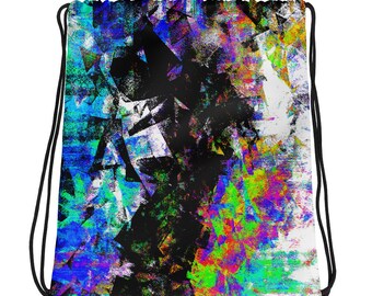 Drawstring Bag Abstract Glitch Art Bag Vaporwave Aesthetic Vibe Abstract Bag Vaporwave Retrowave Art Pixelated Digital Pattern Abstract Art