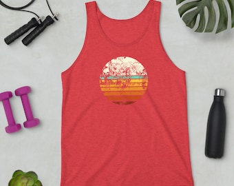 Synthwave Tank Top Vaporwave Aesthetic Tank Top Unisex Tank Vaporwave Sun Tank Top Retro Colors Vintage Style Sun Graphic Workout Tank Top