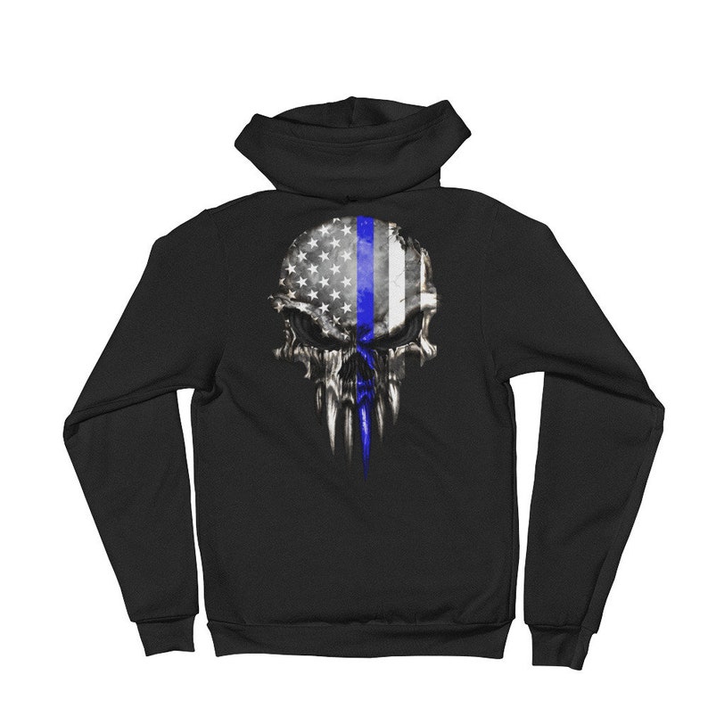 thin blue line zip up hoodie