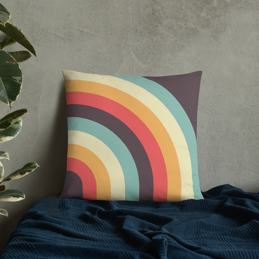 Retro Lines Pillow Retro Throw Pillow 50s 60s Vintage Lines Pattern ...
