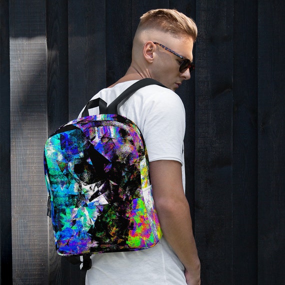 Vaporwave Glitch Art Backpack Pattern Abstract Glitch Vaporwave Backpack Digital Glitch Pattern Vaporwave Aesthetic Art Bag School Backpack