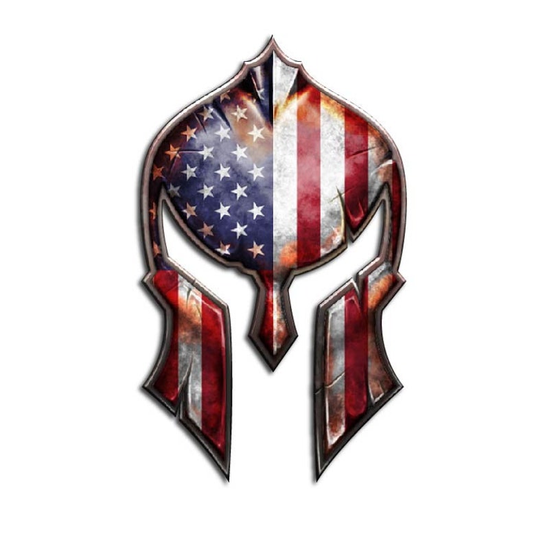 Download Spartan Helmet Decal American Flag Helmet Vinyl Decal ...