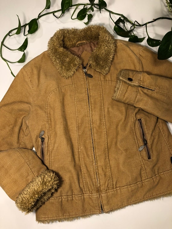 Y2K Mudd Beige Corduroy Zip up Jacket 