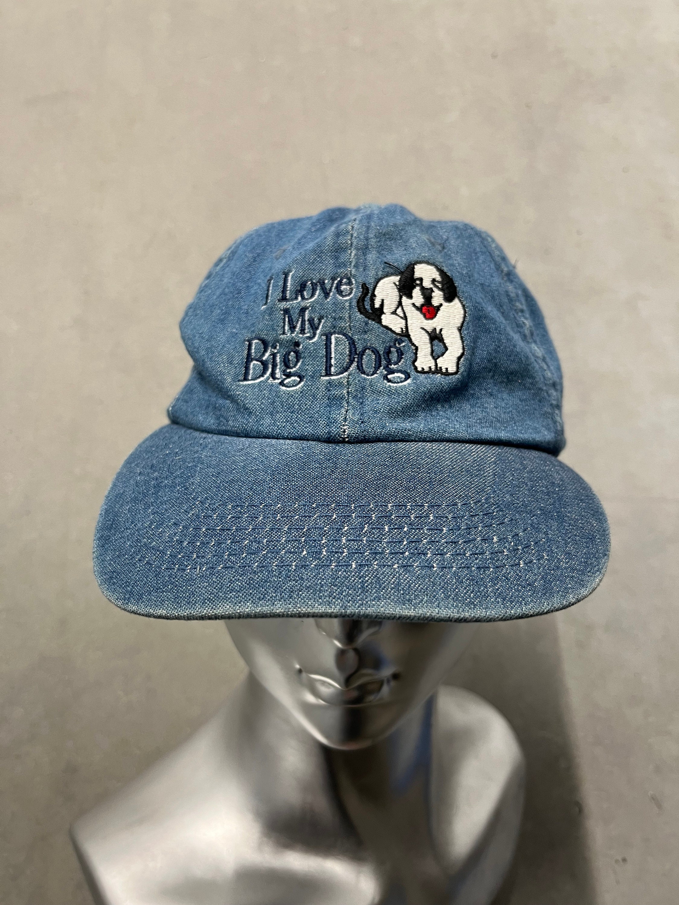 Vintage Y2K Big Dogs I love My Big Dog Embroidered Denim Jean Adjustable  Dad Hat