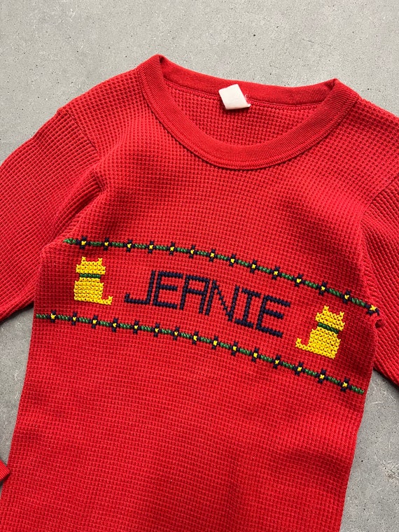 Vintage 70s JcPenny Jeanie Name Embroidered Red L… - image 4