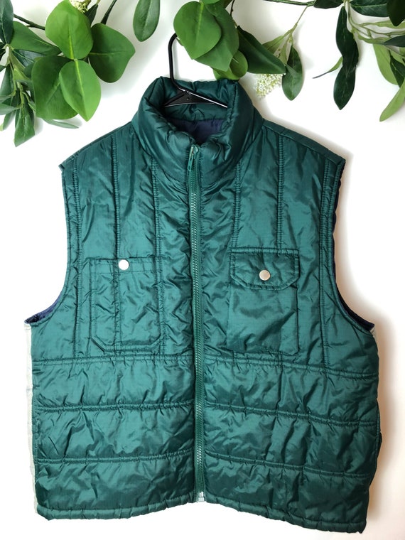 90s Old Navy Dark Green Puffer Vest Size L - image 2