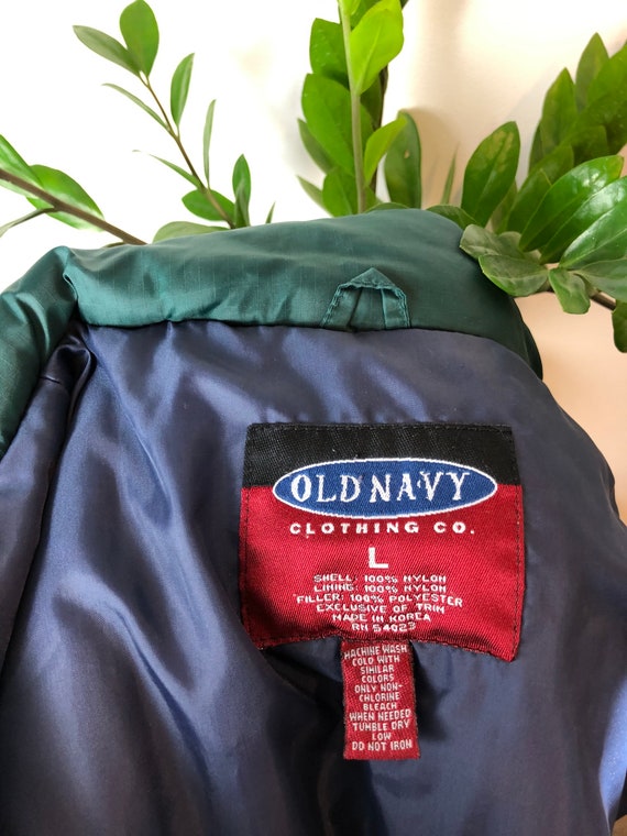 90s Old Navy Dark Green Puffer Vest Size L - image 6