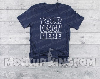 Download Free Unisex Crew Neck Mockup, T-Shirt Mockup, Flatlay Mockup, Shirt Flatlay, Stock Mockup Photo, Bella 3001 Mockup, Navy Mockup PSD Template