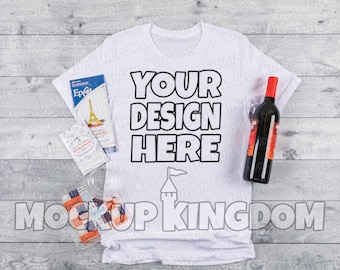 Download Free Unisex Crew Neck Mockup, Disney Mockup, Food and Wine Festival Mockup, Epcot Mockup, Flatlay Mockup, Bella 3001 Mockup, White Shirt Mockup PSD Template