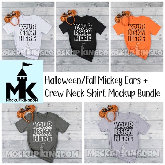 Disney Halloween Shirt Mockup Bundle Unisex Crew Neck Mockup