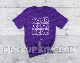 Download Free Unisex Crew Neck Mockup, T-Shirt Mockup, Flatlay Mockup, Shirt Flatlay, Stock Mockup Photo, Bella 3001 Mockup, Team Purple Mockup PSD Template