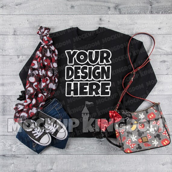 Unisex Crew Neck SweaT-Shirt Mockup Disney Halloween Mockup Long