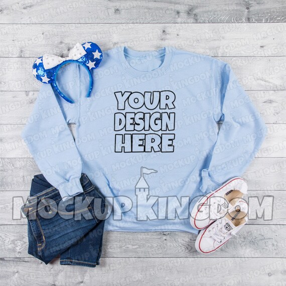 Download Gildan G180 White Long Sleeve Mockup White Gildan Crew ...