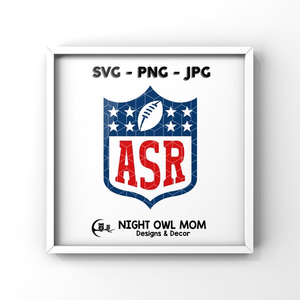 Custom Name Football Design "ASR", Instant Digital Download - svg, png, jpg