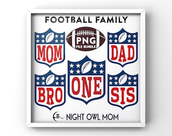 Football First Birthday - PNG file bundle - One, Mom, Dad, Sis, Bro