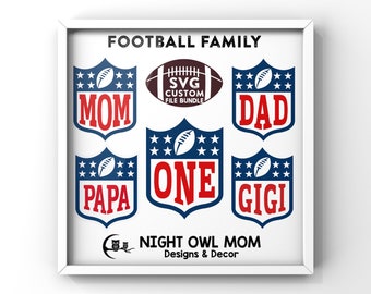 Football First Birthday SVG paquete personalizado One Mom Dad Gigi Papa