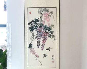 藤の花を描いた掛け軸、中国水墨画（110×40cm） - Etsy 日本