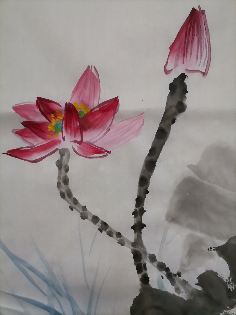 Handpainted Chinese Painting,lotus Painting, Water Lily Painting