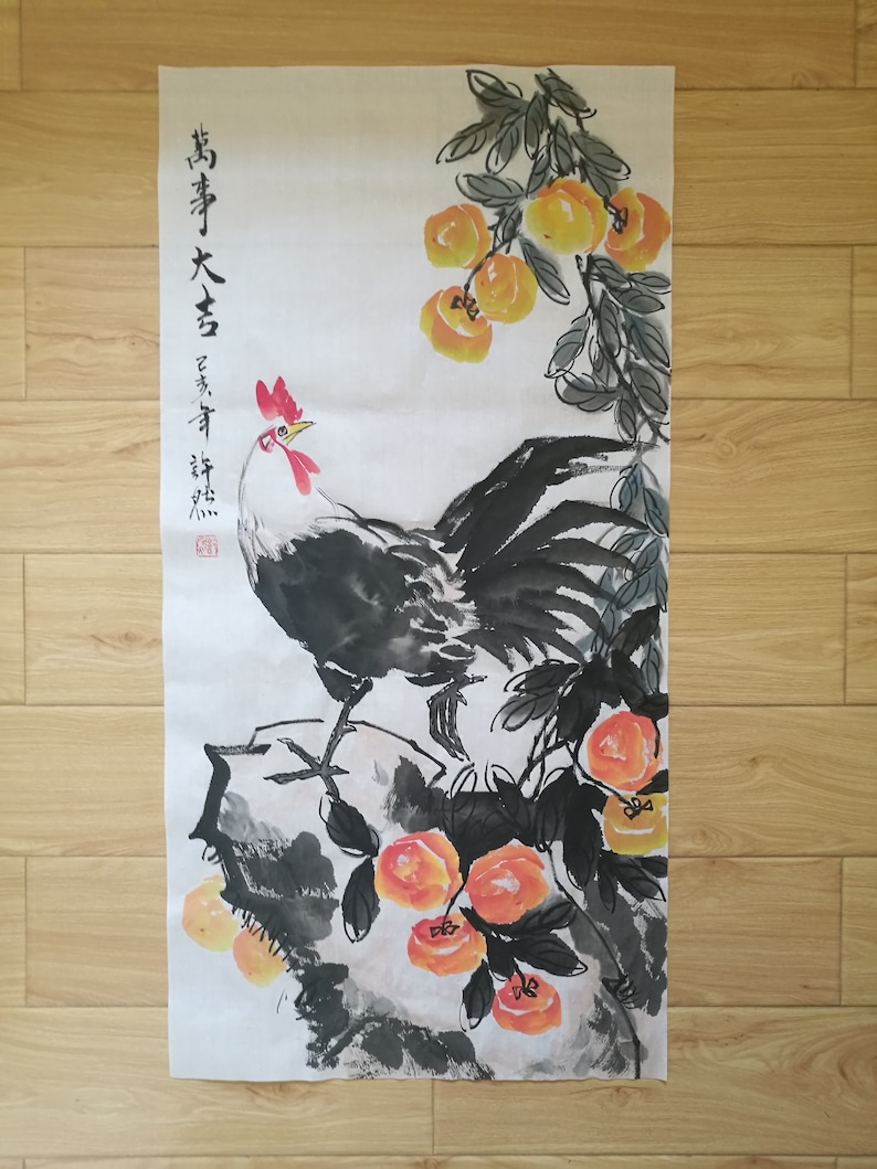 Handpainted Chinese Rooster Painting Original Chinese Ink - Etsy