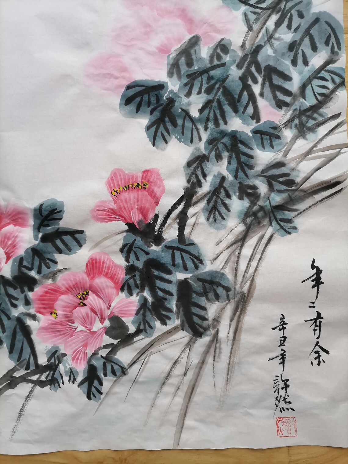 Handpainted Chinese painting HibiscusFish PaintingFlower | Etsy