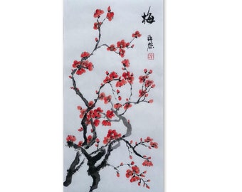 Handpainted Traditional Chinese painting,Plum Blossom, Original Chinese Ink Painting,Chinese Ink Art Collection,sumi-e painting