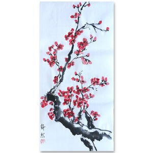 Pittura tradizionale cinese dipinta a mano, pittura di fiori di prugno e bambù, collezione di arte dell'inchiostro cinese, pittura sumi-e