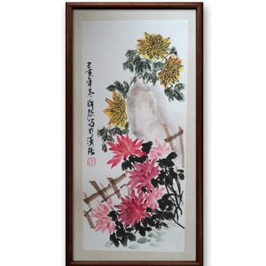 Original chinesische Malerei, Traditionelle Chinesische Tuschemalerei, Chrysantheme Malerei, Gemälde für Wohnzimmer