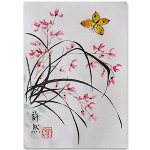 Handgemalte Original chinesische Malerei, Traditionelle Chinesische Orchidee Malerei, Dekoration, Schreibtisch Ornament, Sumi-e Malerei