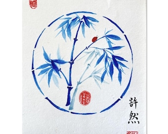 オリジナルのビワの絵画：中国の水墨画、墨絵 - Etsy 日本
