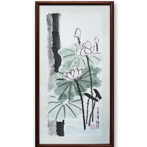 Original chinesisches Gemälde, Litschi Malerei, Lotus Malerei, traditionelle handgemalte Lotus Malerei, chinesische Aquarellmalerei