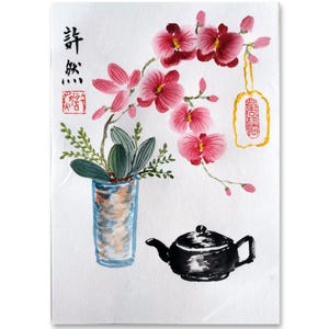 Handpainted Original Chinese painting,Traditonal Chinese Phalaenopsis orchid Painting, Home Decoration,Butterfly orchid,sumi-e painting