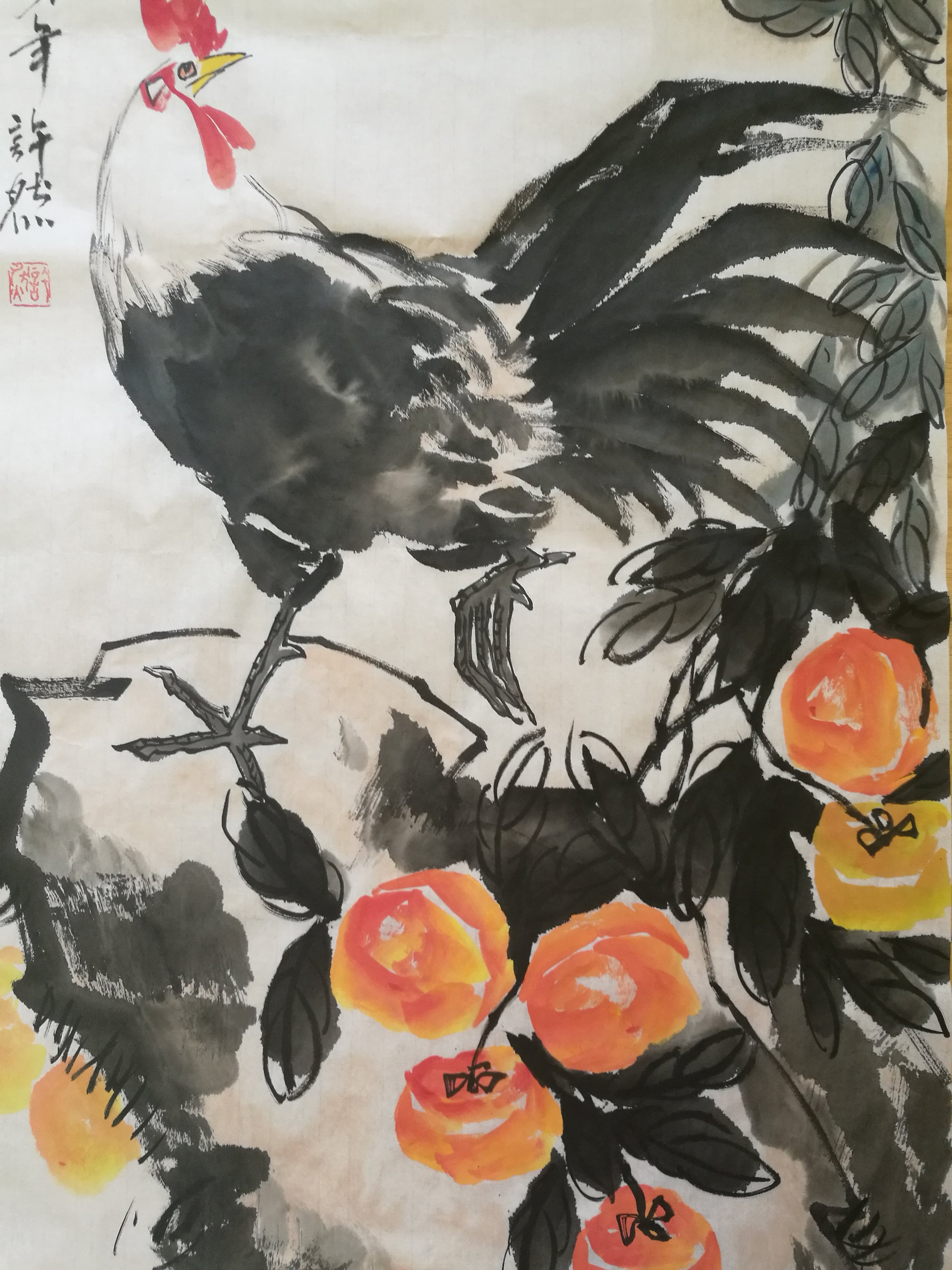 Handpainted Chinese Rooster Painting Original Chinese Ink - Etsy