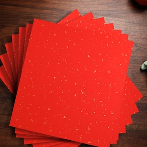 Carta di riso semigrezza rossa cinese, cartone per calligrafia cinese, 10 fogli