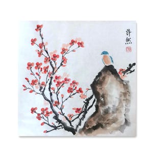 Handgemaltes Original chinesisches Gemälde, Pflaumenblüte, Blütenmalerei, chinesische Kunstsammlung, Sumi-e Malerei