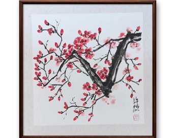 Handpainted Original Chinese painting,Plum Blossom, Blossom Painting,Chinese art,sumi-e painting