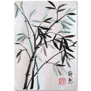 Handgemalte Original chinesische Malerei, traditionelle chinesische Bambus Malerei, Dekoration, Schreibtisch Ornament, Sumi-e Malerei