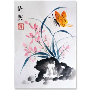 Handpainted Original Chinese painting,Traditonal Chinese Orchid Painting, Home Decoration,Desk Ornament,sumi-e painting