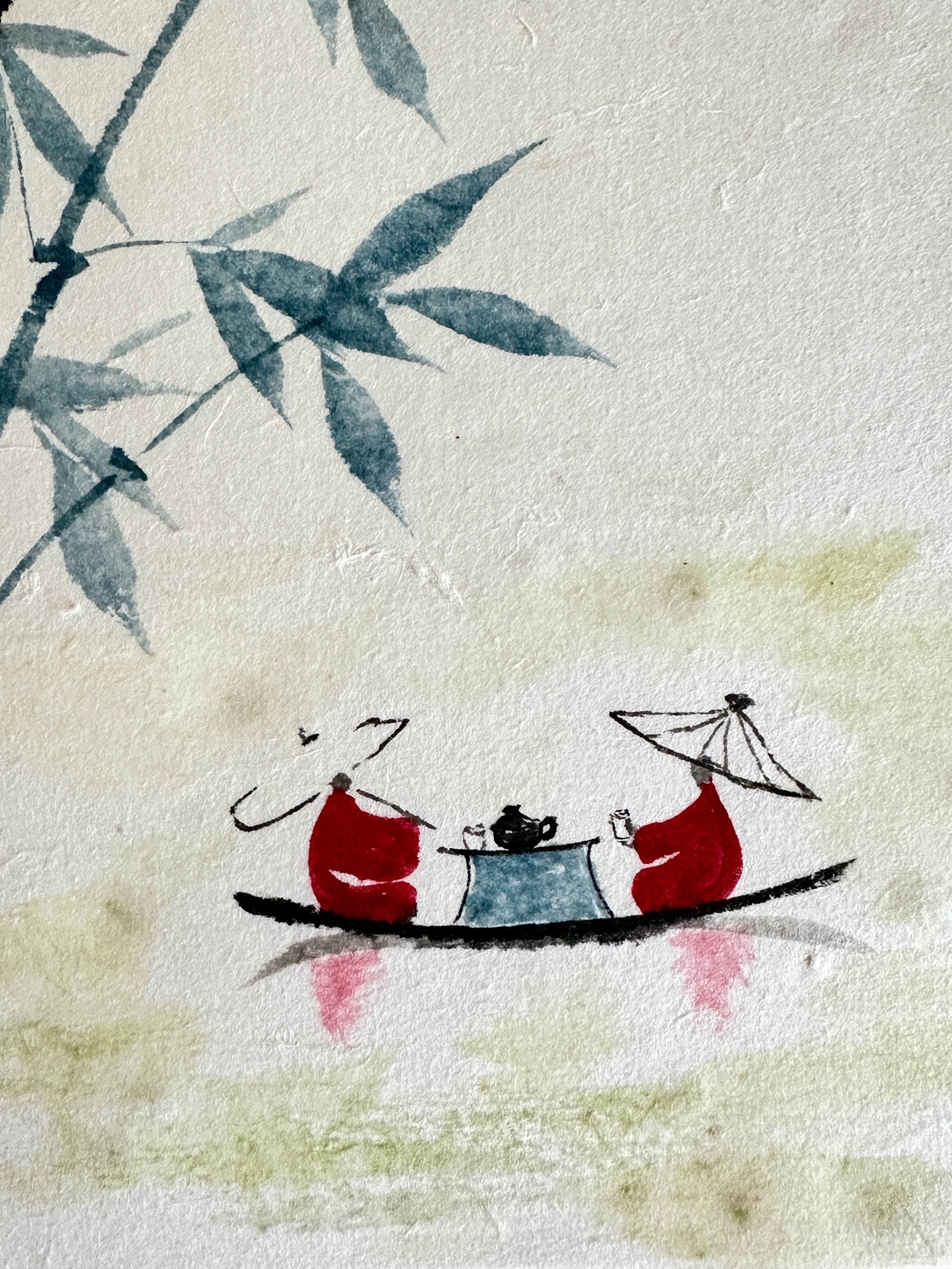 オリジナルの水墨画竹細工：手描きの中国絵画、A4サイズ - Etsy 日本