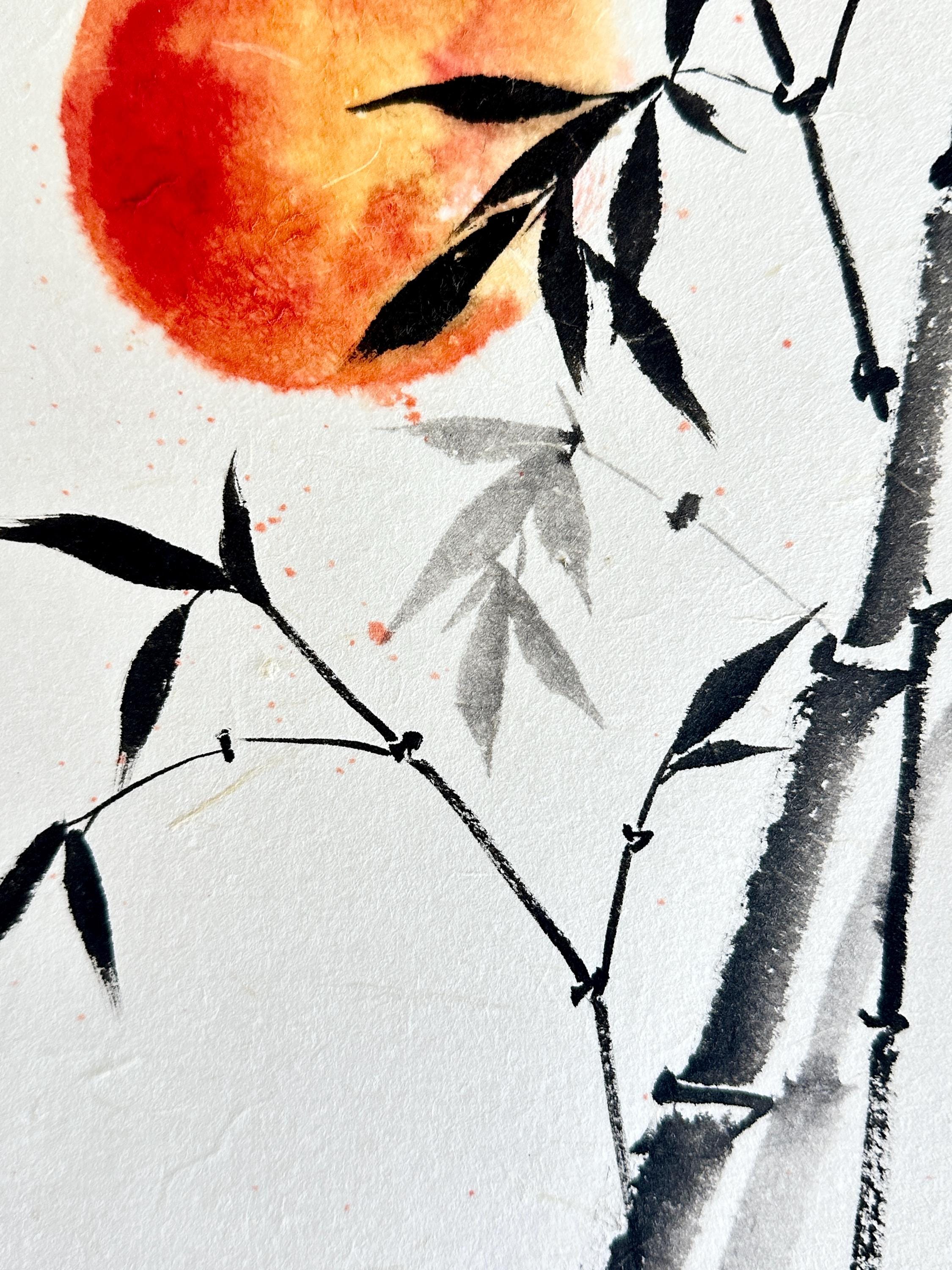 オリジナルの水墨画竹細工：手描きの中国絵画、A4サイズ - Etsy 日本