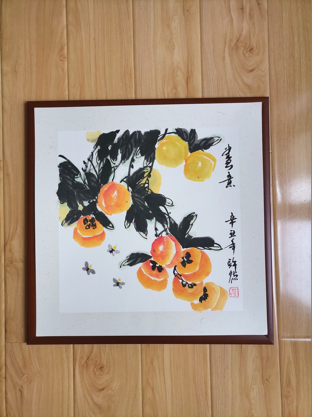 Traditional Chinese Painting,persimmon Painting, Original Chinese Rice