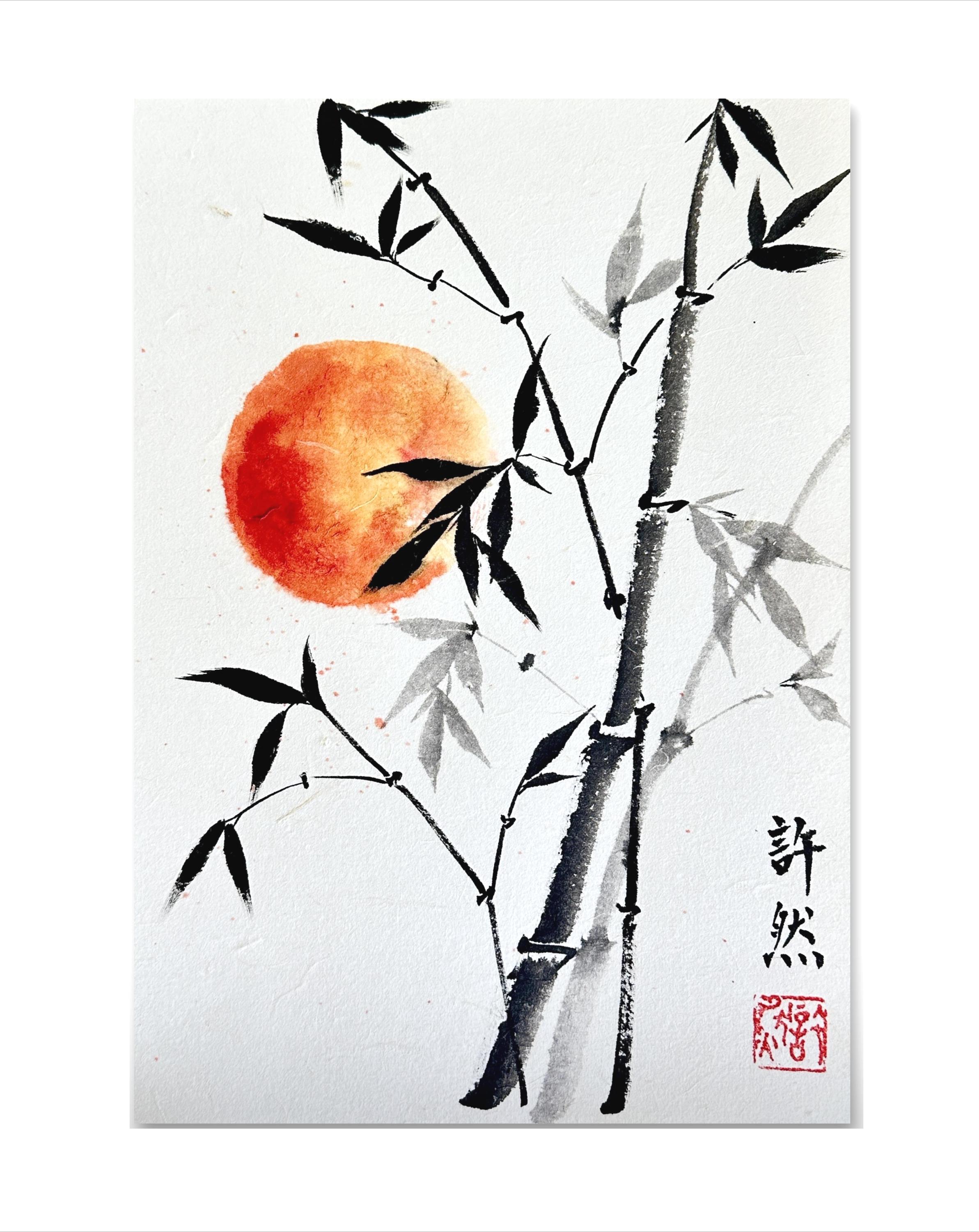 オリジナルの水墨画竹細工：手描きの中国絵画、A4サイズ - Etsy 日本