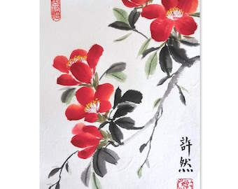 Original chinesisches Gemälde: Sumi-e chinesische Kunst, fertig zum Einrahmen, A4