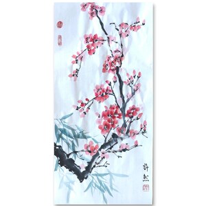 Handgemaltes traditionelles chinesisches Gemälde, Pflaumenblüte und Bambus, chinesische Tuschekunstsammlung, Sumi-e Malerei