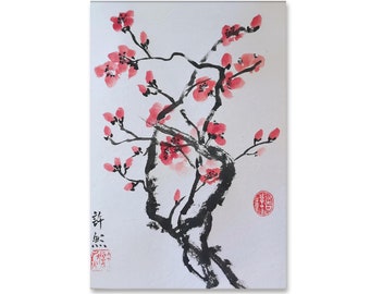 Handpainted Original Chinese painting,Plum Blossom, Blossom Painting,Chinese art,Desk Ornament,sumi-e painting