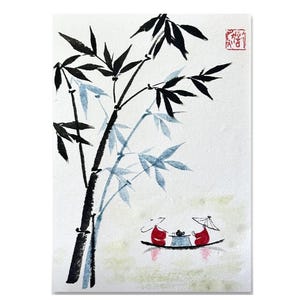 Panda Painting / Original Chinese Brush Water-ink Painting