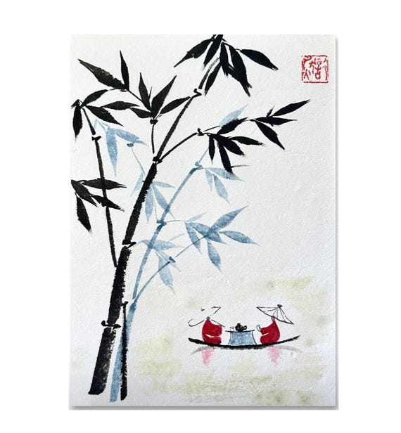 Original japanische Zen-Kunst: Bambus und Bambus: Handgemalte chinesische  Malerei, A4 Format - Etsy sterreich