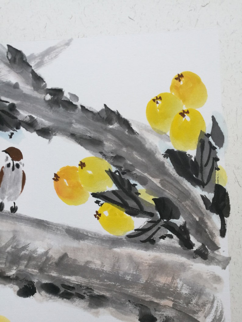 Traditional Chinese painting,Loquat painting Framed Chinese ink Painting