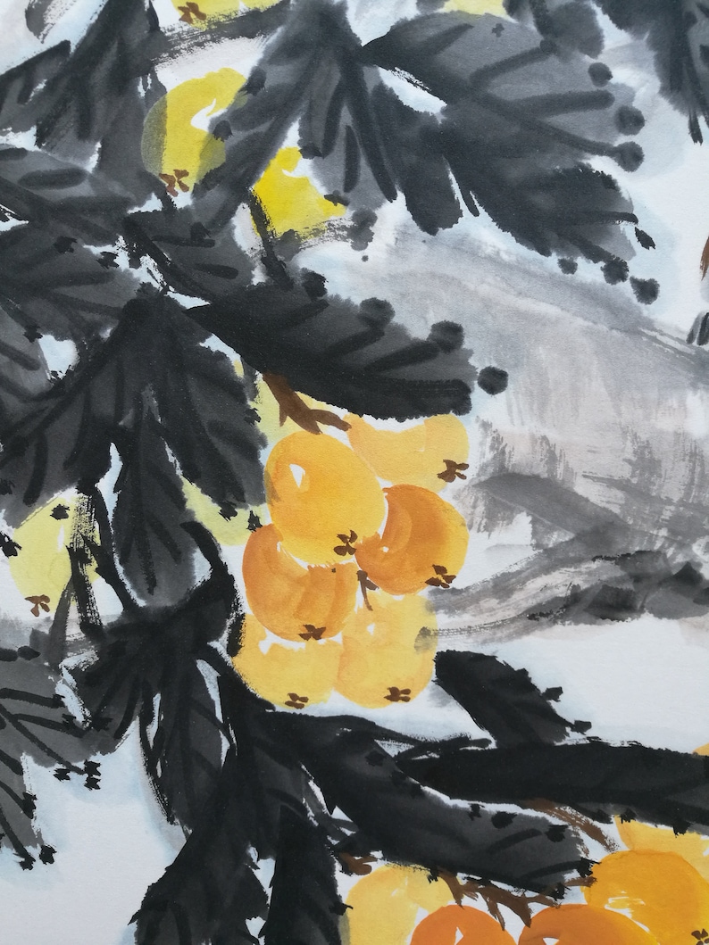 Traditional Chinese painting,Loquat painting Framed Chinese ink Painting