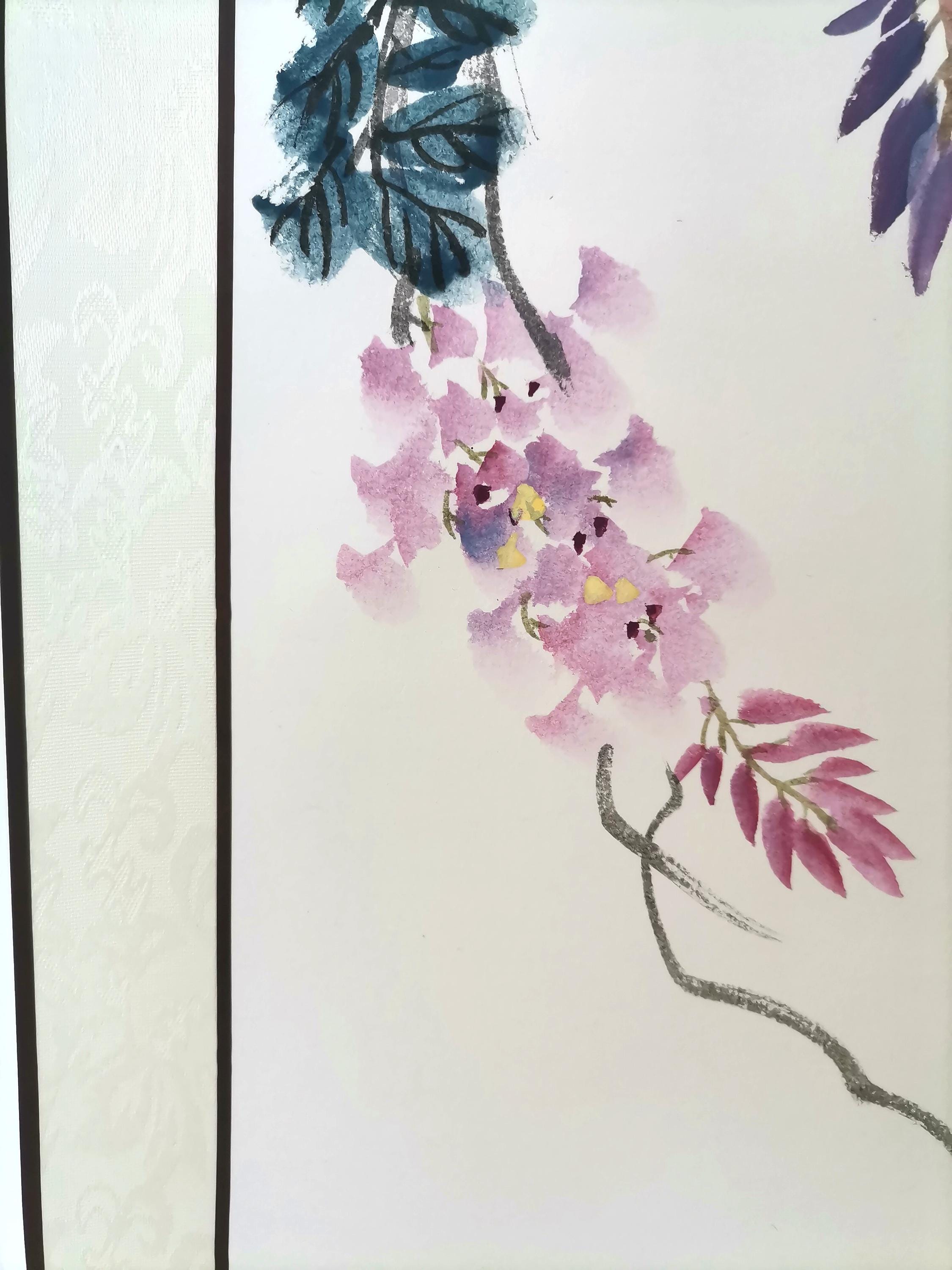 藤の花を描いた掛け軸、中国水墨画（110×40cm） - Etsy 日本
